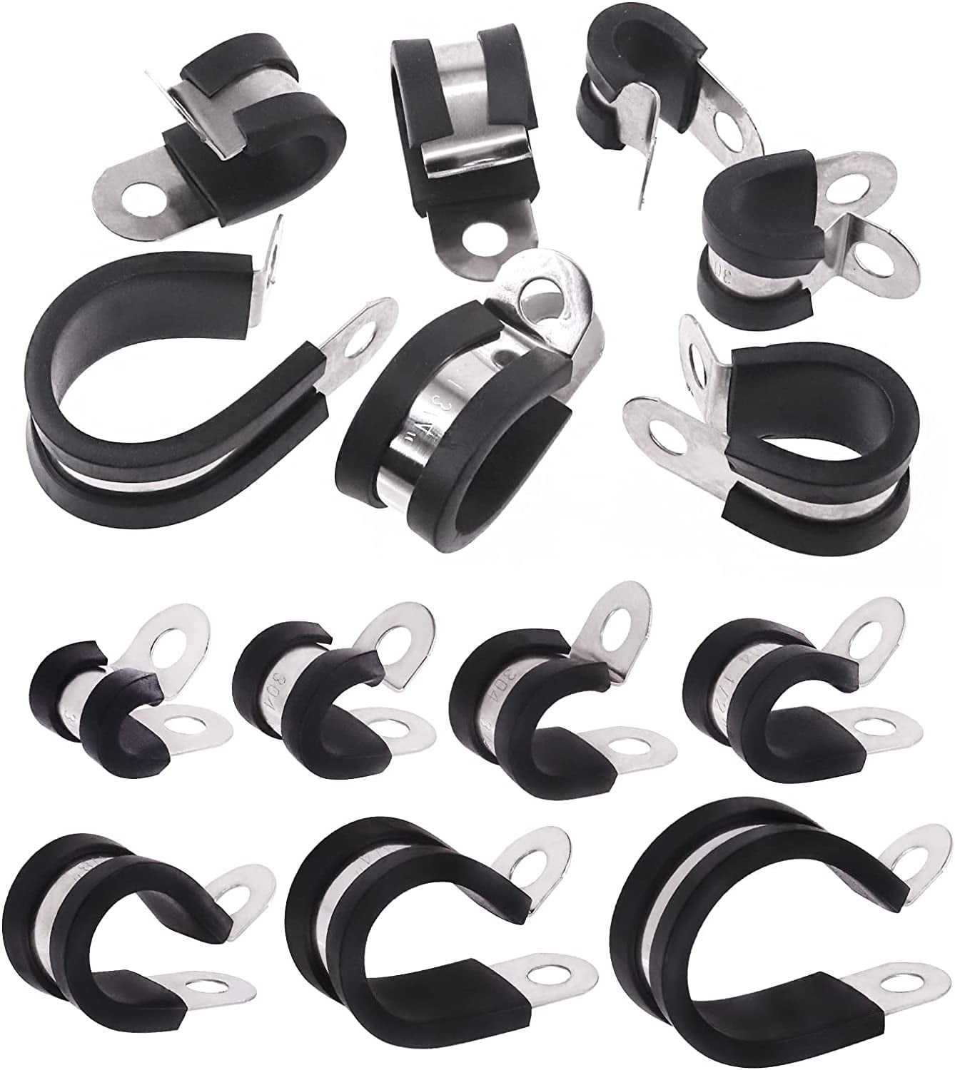 Glarks 20Pcs 304 Stainless Steel Adjustable 21-44MM Range Worm Gear Hose Clamps Assortment Kit, Fuel Line Clamp For Water Pipe, Plumbing, Automotive And Mechanical Application (21-44MM