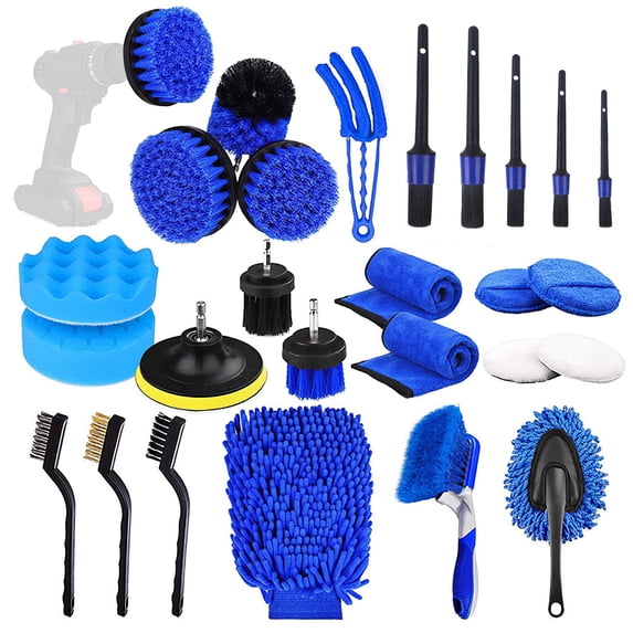 26Pcs Auto Detailing Cleaning Kit TeqHome Exterior Interior Car Cleaning Set Car Detailing Beauty Brushes for Cars Bikes Wheels Gifts