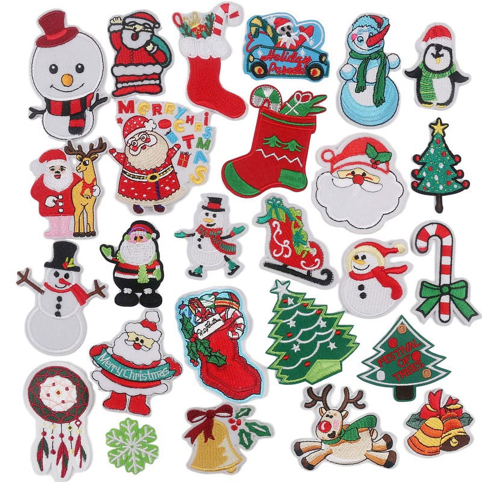 TOYMYTOY 16pcs Christmas Embroidered Patches Christmas Iron On