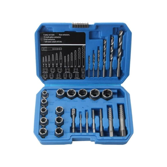 26Pcs Extractor Kit and Left Handed Drill Bit Easy Out Screw Remover Set Adapter Hex with For Rusted, Tool Damaged, Bro