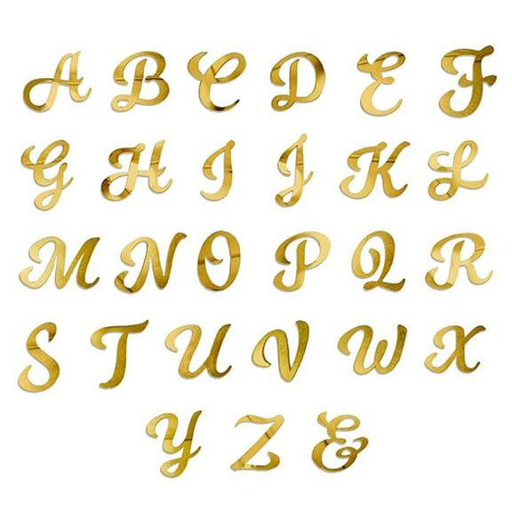 26Pcs Gold Acrylic Alphabets Cake Toppers Letter Cake Picks for Party Decoration