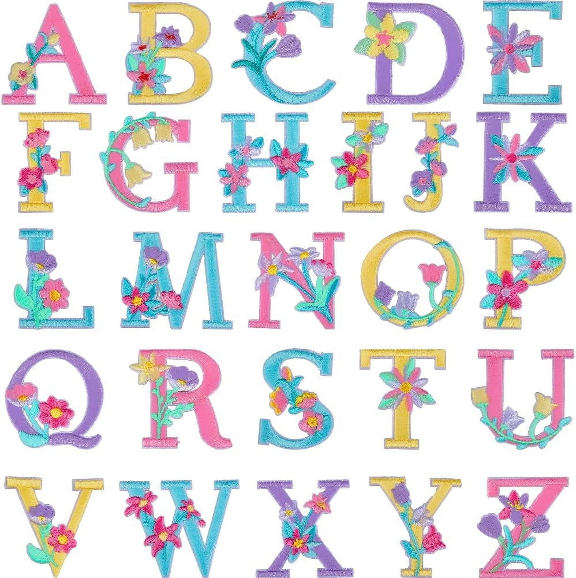 52 Piece Flower Letter Patches - A-Z Alphabet Iron On Appliques