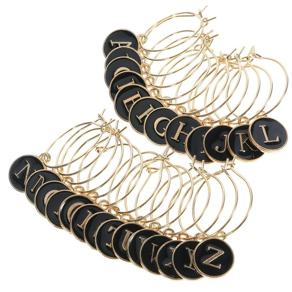 26Pcs Letter Wine Glass Tag Markers Tags Wine Charm Drink Charm Markers for Party Banquet