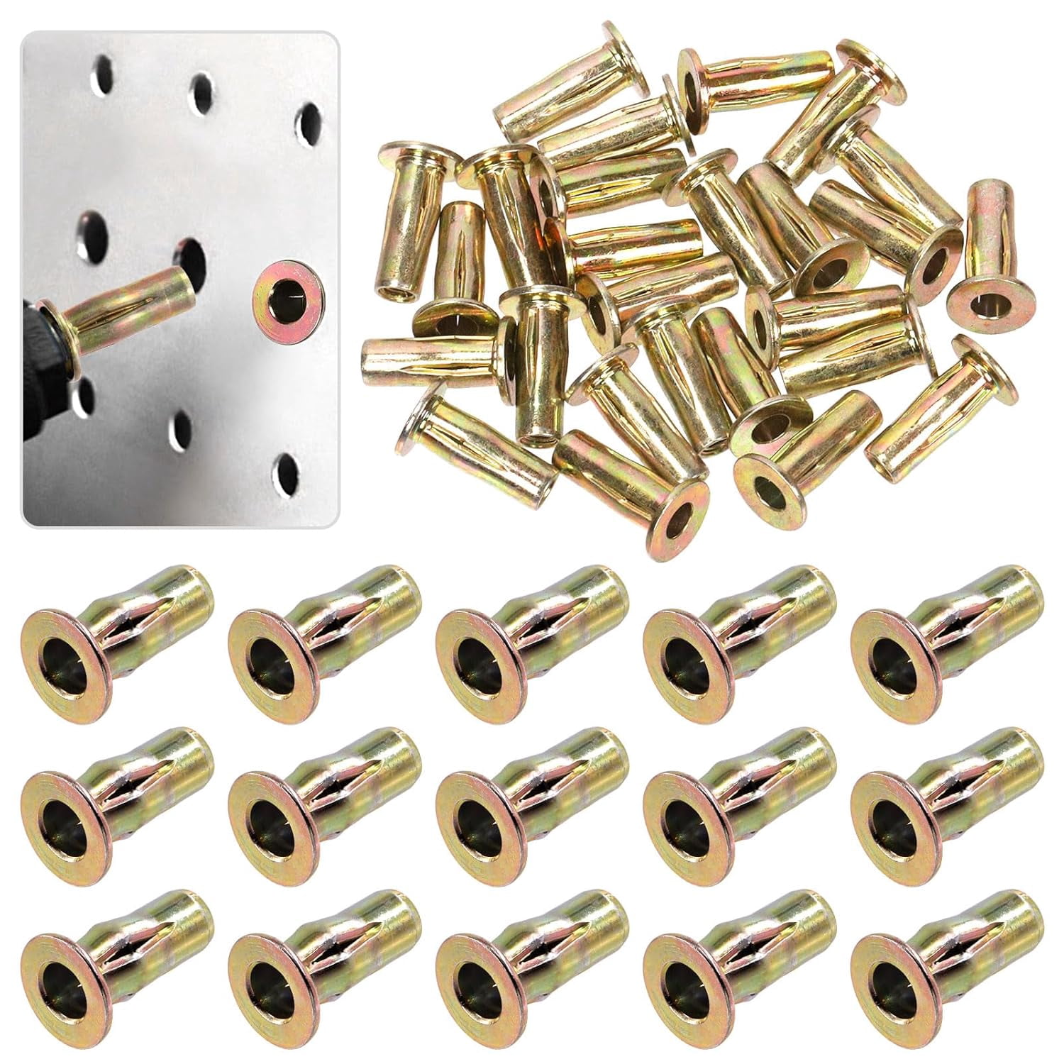 Kit 30 Rivetti A Rivestimento Multi-Grip M8 In Acciaio Zincato - Testa Piana, Per Lamiere E Fissaggi