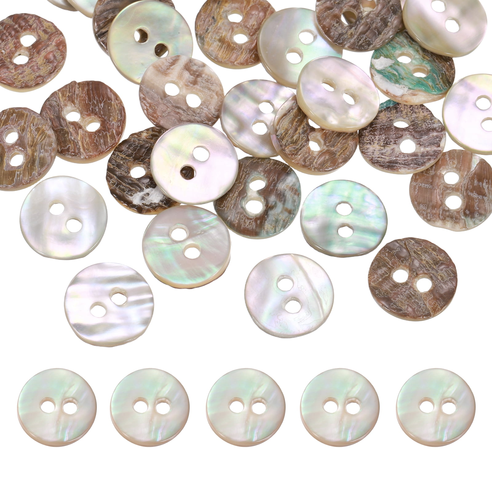 26Pcs Natural Shell Buttons,10mm 2 Holes Pearl Button,Beige - Walmart.com