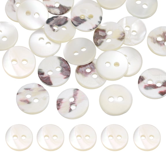 26Pcs Natural Shell Buttons,11.5mm 2 Holes Pearl Button,Pearl White
