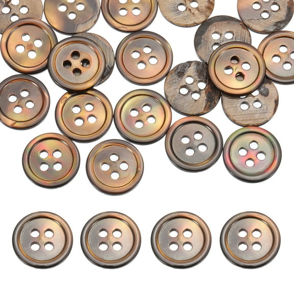 26Pcs Natural Shell Buttons,11.5mm 4 Holes Pearl Button,Brown