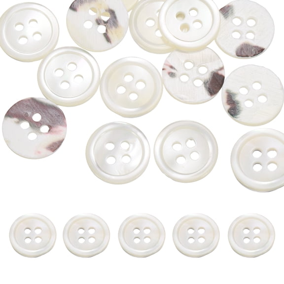 26Pcs Natural Shell Buttons,11.5mm 4 Holes Pearl Button,Shiny White