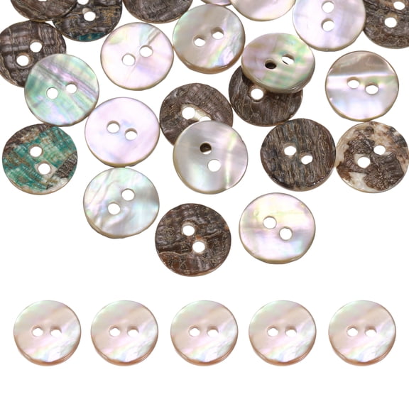 26Pcs Natural Shell Buttons,12.5mm 2 Holes Pearl Button,Beige Brown