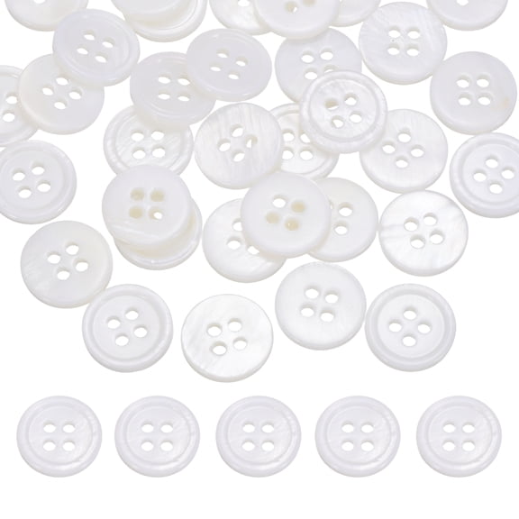 26Pcs Natural Shell Buttons,12.5mm 4 Holes Pearl Button,Glossy white