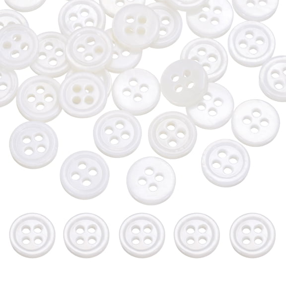26Pcs Natural Shell Buttons,9mm 4 Holes Pearl Button,Glossy white