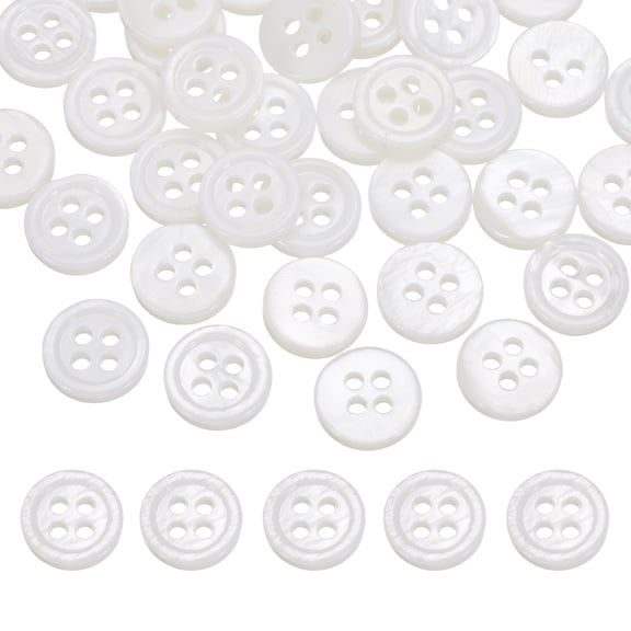26Pcs Natural Shell Buttons,9mm 4 Holes Pearl Button,White