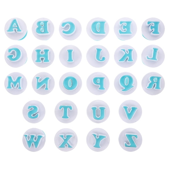 26Pcs Reusable Plastic Cookie Press Molds for Cake Decorating and Fondant Letters