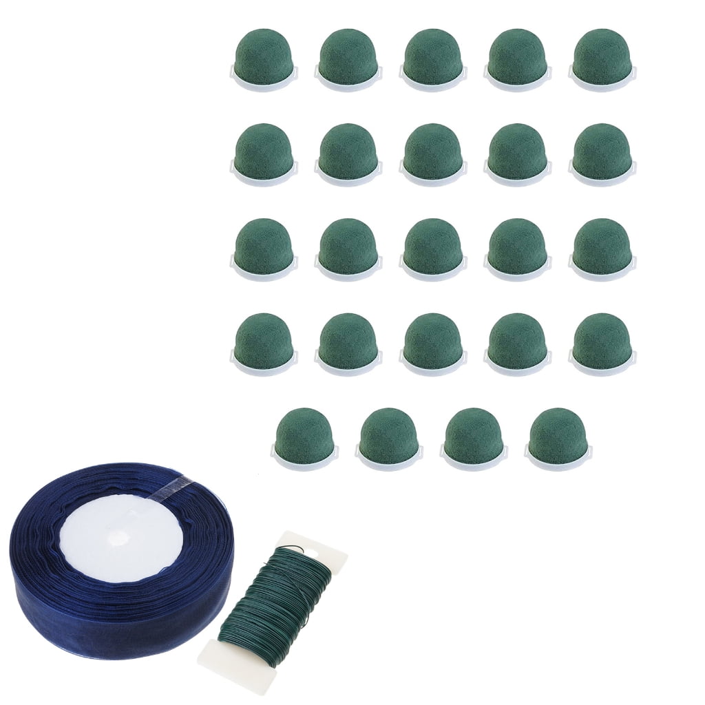 26Pcs Round Floral Foam Holder with Ribbon Wine Bottle and Straw Hat Decorations Practical Table Wedding Arrangements