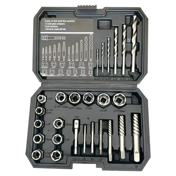26Pcs Screw Extractor Center Drill Bit Guide Set Broken Damaged Remover Dropship Set