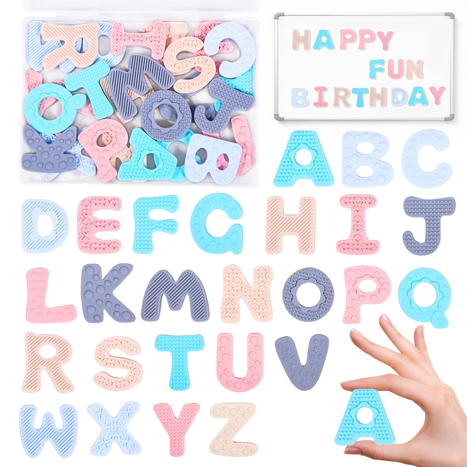 26Pcs Silicone 26 Uppercase ABC Fridge Magnet with 3D Textures ...