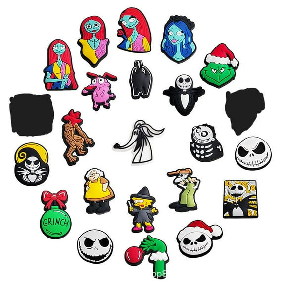 26Pcs The Nightmare Before Christmas Shoes Charms For Girls Cute Cartoon Shoes Pins Decoration Accessories For Women Men Party Favors Birthday Gifts