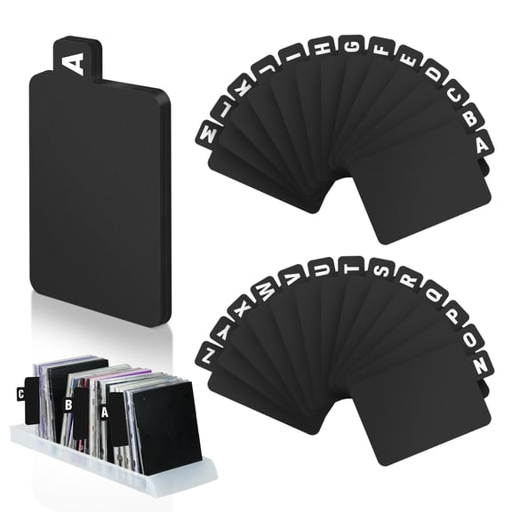 26Pcs Vinyl Record Dividers, TSV 4.8 x 5.7'' File Alphabet Organizer Dividers with A-Z Alphabetical Tabs for Records Albums File, Black