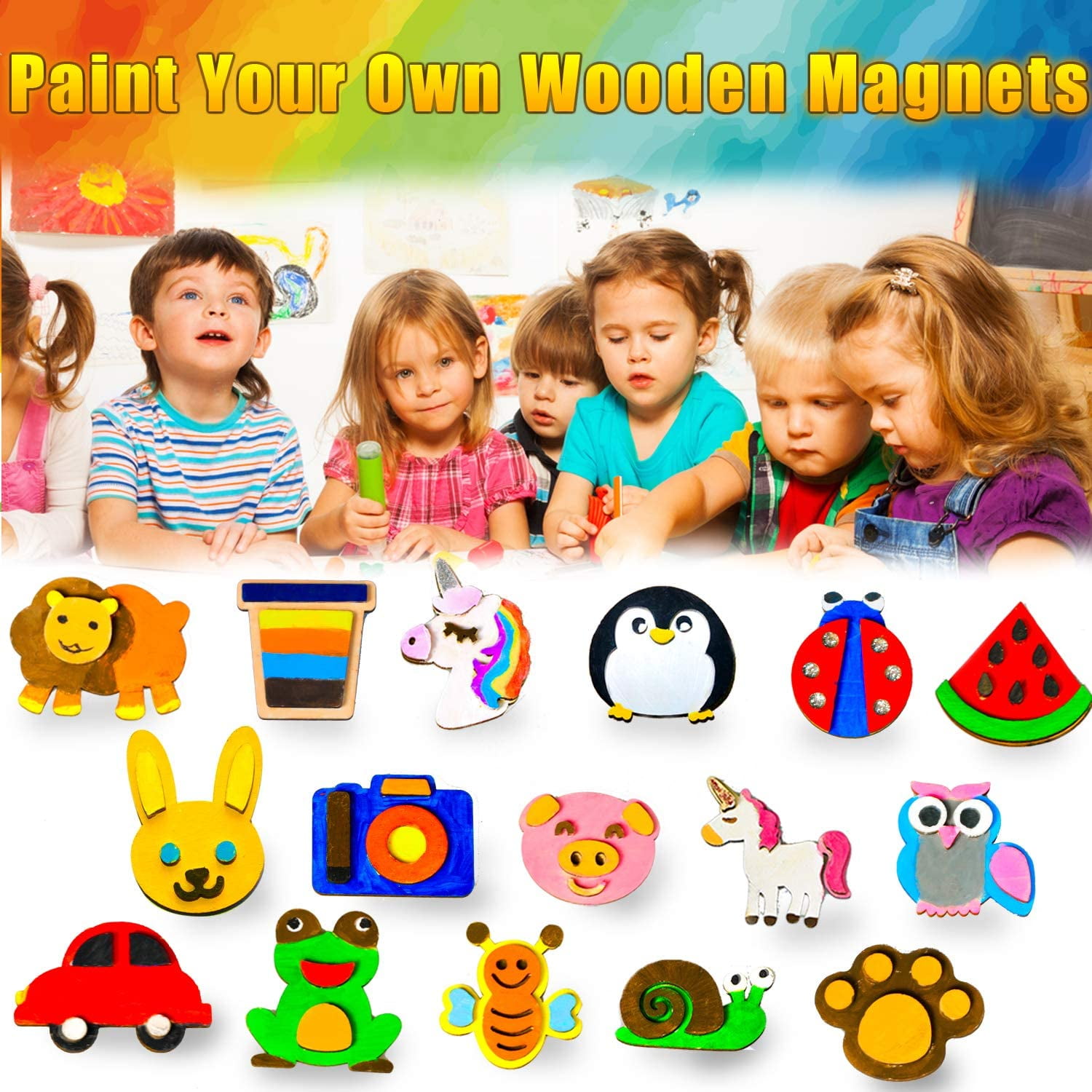 DIY Wooden Magnets, 36 Wooden Art Craft for Kids, Art and Craft