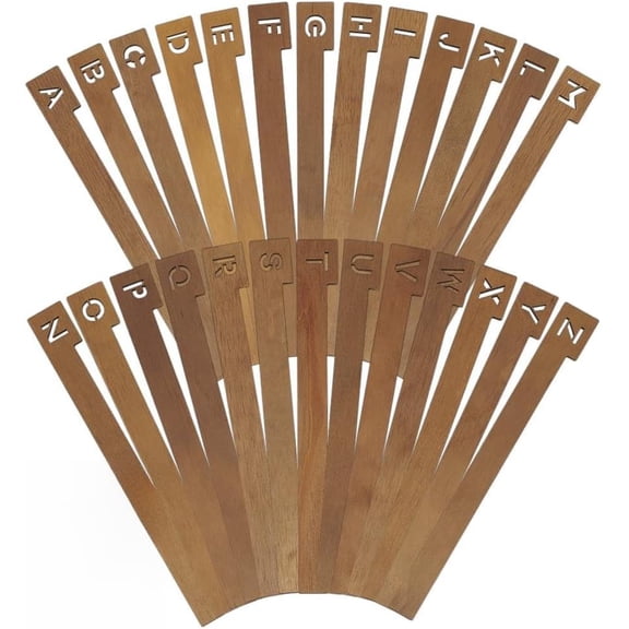 26Pcs Wooden Record Dividers Camel Vinyl Record Organizer A-Z Alphabet Tabs Music Album CD DVD Media Separator Holder for Office Brown