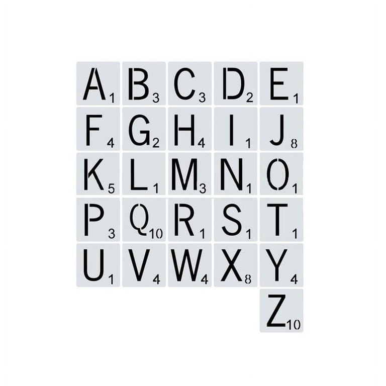 26Pcs/set Reusable Scrabble Style Tile Stencil Letters Stencil Template For  Tile Wall Decor Art 