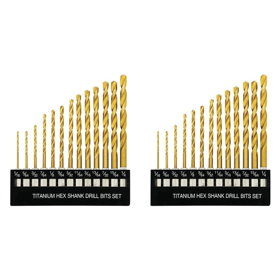 26X Titanium Hex Drill Bit Set 135 Degree Tip HSS Impact Drill Bit Set for Metal, Wood Quick Change Design,26 x Titanium drill head