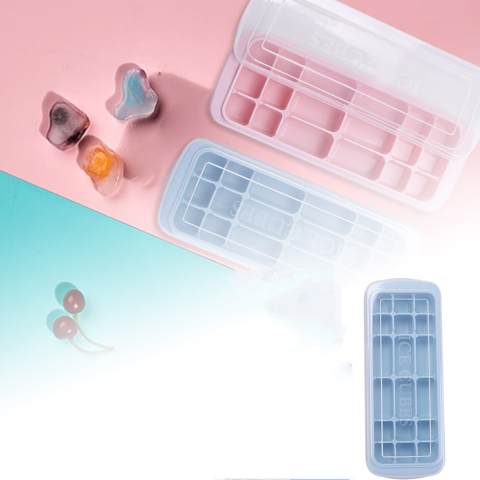 The 26cm Rectangular Tray Silicone Ice Cube Trays with Lids Stackable ...