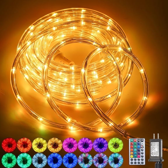 26ft 160LED Rope Lights for Outside, Color Changing Indoor Outdoor with Remote, 16 Colors Waterproof Christmas Light Deck, Patio, Pool, Camping, Bedroom, Landscape Decorations
