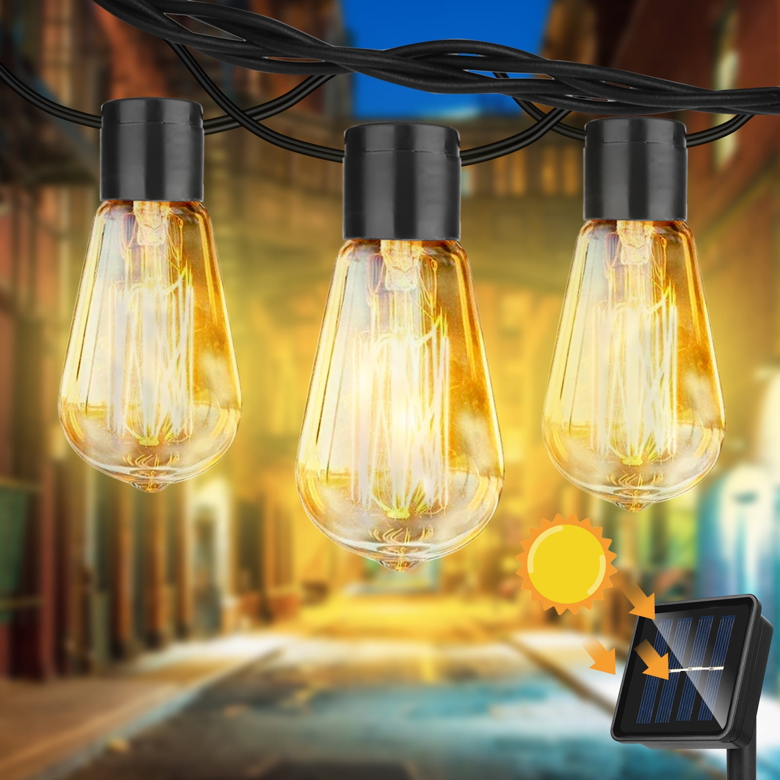 26ft Edison Lights Outdoor String with 20 Shatterproof Bulbs, TSV