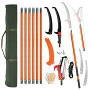 26ft Extendable Manual Pole Saw Set Lightweight Long Handle Tree Trimmer Pruner with Sharp Steel Blade & Rope Pull Scissors for High Tree Shrub Pruning LJH