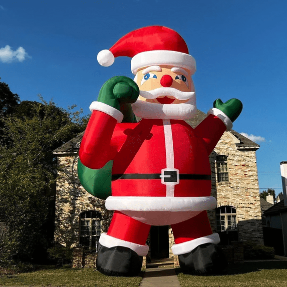 26ft Giant Inflatable Santa Claus With Blower Holding Gift Bag Christmas For Yard Garden Lawn Xmas Decor (without Build-in Led Lights)
