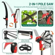 AsterOutdoor 26ft Manual Pole Saw,Tree Trimmers Long Handle Pruner Set, Sharp Steel Blade and Scissors Pole Saw for Trimming Palm, Pear Tree, Fir Tree