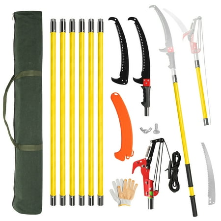 26ft Manual Pole Saw with Sharp Steel Blade, Lightweight Tree Trimmers Long Handle Pruner Set for Trimming High Trees and Shrubs, Ideal for Palm, Pear, and Fir Trees