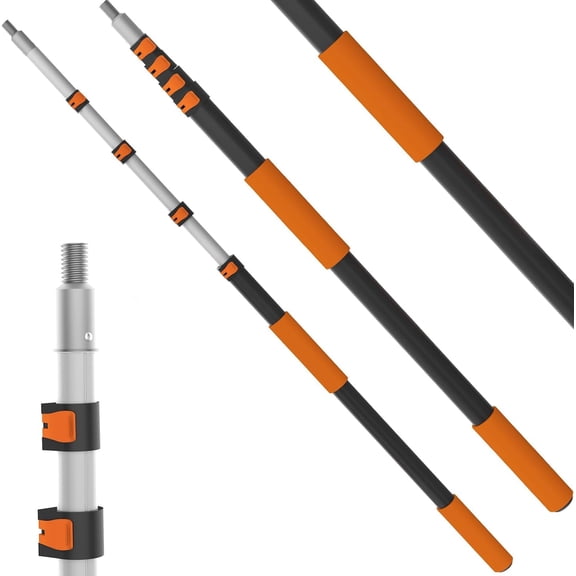 26ft Reach, 5 to 20ft Telescoping Pole, Paint Roller Extension Pole, Multi-Purpose Extendable Pole, Lightweight Sturdy Aluminum Telescopic Pole, Easy Flip-Tab Lock Paint Extension Pole