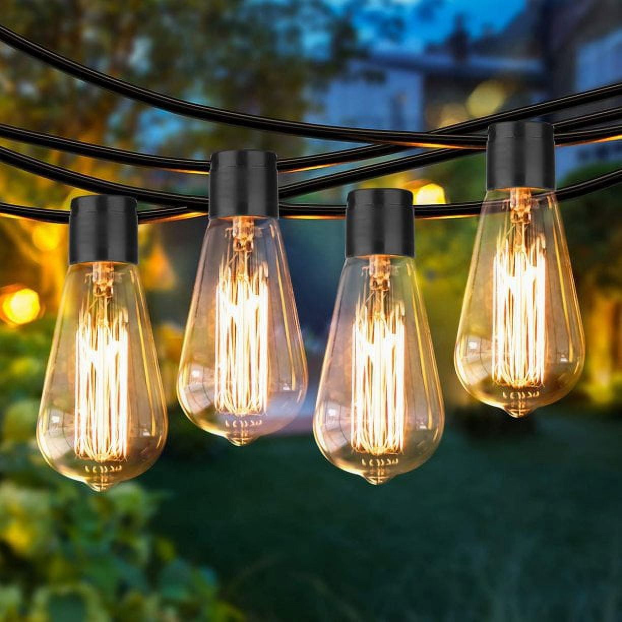 26ft Solar String Lights Outdoor Hanging with 20 Vintage Edison  Shatterproof Bulbs, Waterproof Commercial Grade LED Light, for Patio Garden  Backyard Bistro/Cafe Ambience, Warm White 