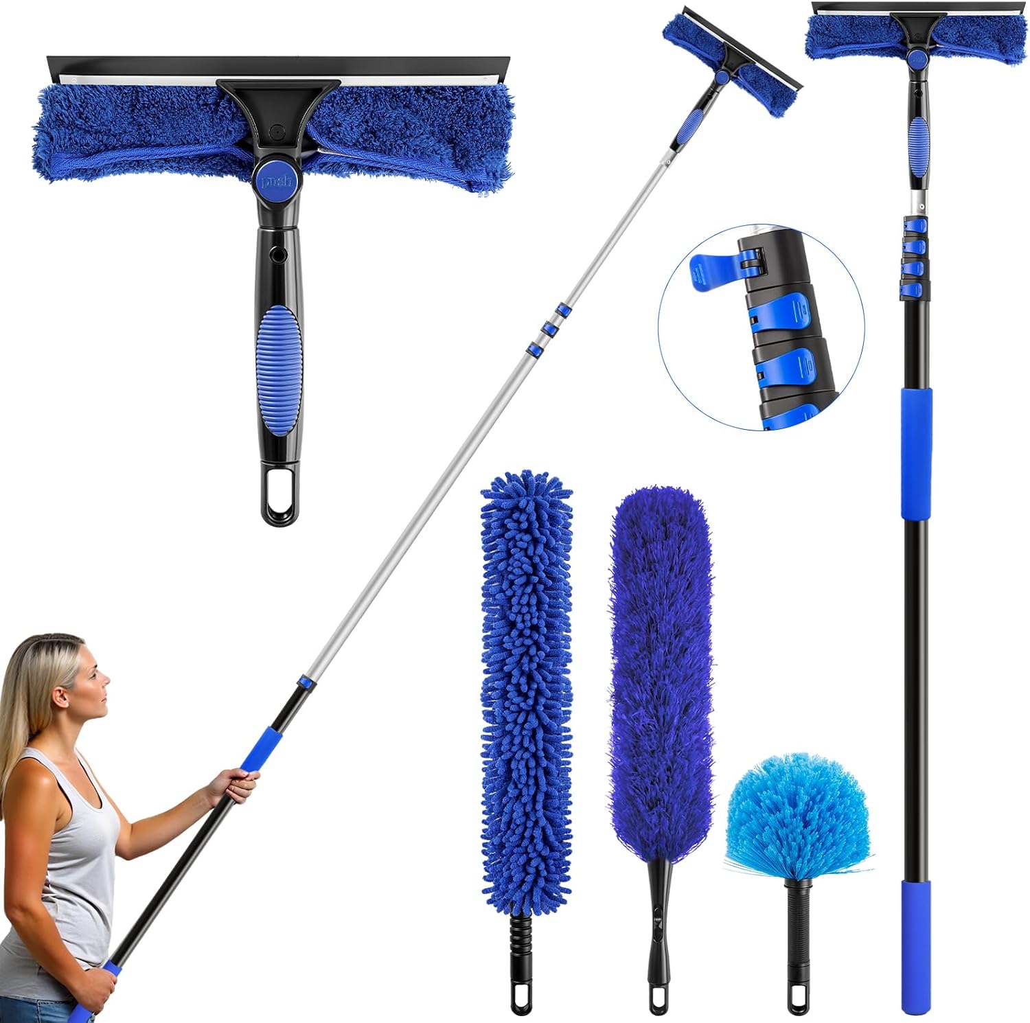 26ft Telescoping Dusting Kit, Aluminum 5-20ft Fan & Window Cleaner Set ...
