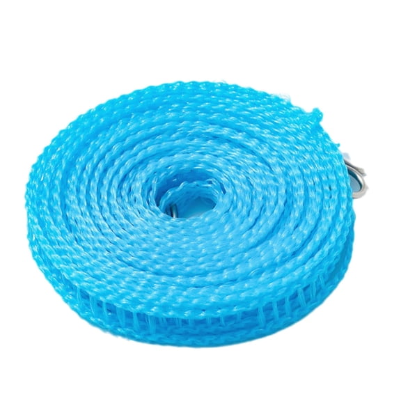 26ft Windproof Travel Clothesline Set, Heavy-Duty Portable Drying Rope with Integrated Fence Design for Camping and Home, Blue