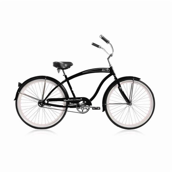 26in. Beach Cruiser Bicycle - Black Rim - Classic Design - Coaster Brake