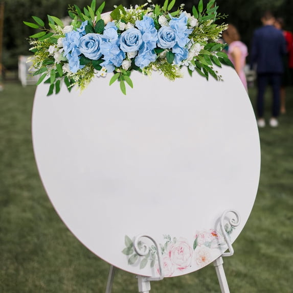 26in Blue Peony Floral Arch Garland - UV Resistant Hydrangea & Rose Swag for Wedding Door Decor, Artificial Silk-Like Wreath Blue