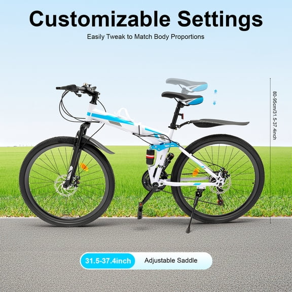 26in Foldable Mountain Bike 21 Speed Mountain Bike Mountain Bike for Daily Commuting, Fitness, Off-Road Challenges, Competition, Short-Distance Recreational Riding