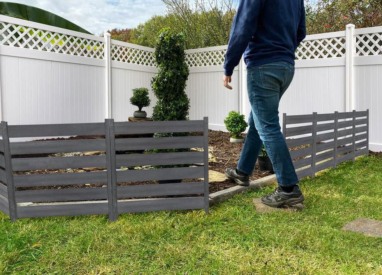 Zippity Outdoor Decorative Wood Border No-Dig Charcoal WoodTek
