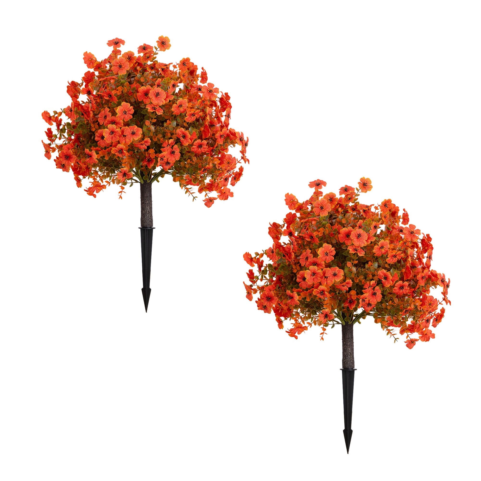 26in. UV Resistant Autumn Artificial Fall Daisy Bush with Integrated Ground Stake (Indoor/Outdoor) - Set of 2