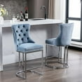 thumbnail image 1 of 26inch Barstools Set of 2, Velvet Button Tufted Counter Height Bar Stools with Nail Head Trims, Upholstered Bar Chair with Wingback and Metal Footrest for Kitchen Island, Home Bar, Light Blue, 1 of 7