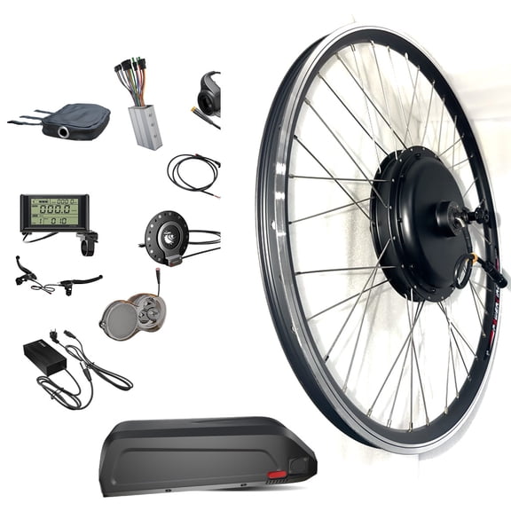 26inch Electric Bike Conversion Kit with 24ah Battery 48V 2000W Rear Gearless Hub Motor Wheel