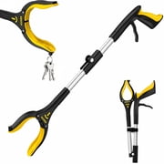 Kekoy 26-inch senior gripping tool, foldable gripper with non-slip 360° rotating jaws, 4-inch wide extended claw with magnet, suitable for people with disabilities and post-surgery recovery（Yellow）