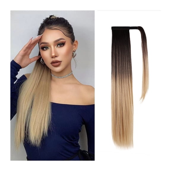 26inch Heat Resistant Synthetic Extensions Wig Wrap Around Clip In Synthetic Ponytail Hairpieces for Women Girls Long Straight Ponytail Extension