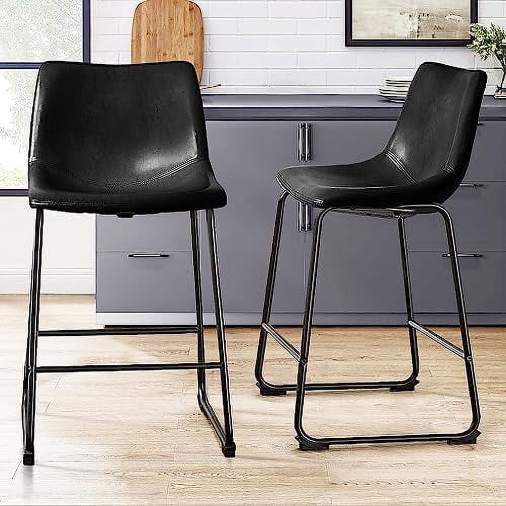 26inch Stools Counter Height Stools PU Leather Barstool Armless Dining