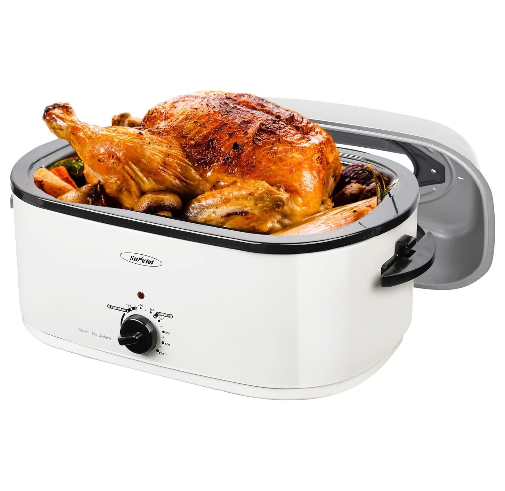 26lb 22Quart Roaster Oven with Visible Glass Lid, Lwory Electric