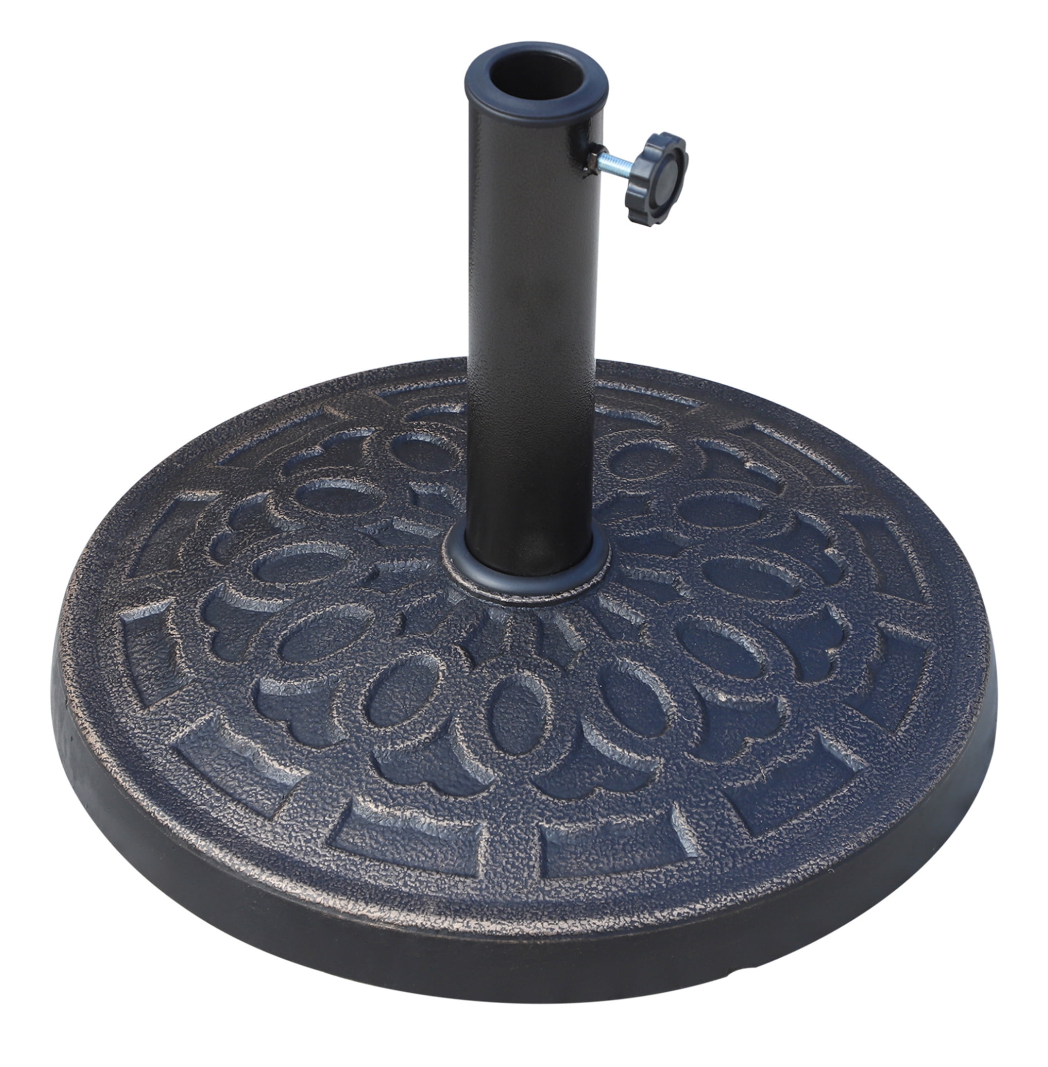 26lbs Heavy Duty Umbrella Base, 17" Umbrella Stand Outdoor Base with Decorative Pattern, for Patio, Outdoor, Swimming Pool, Bronze