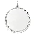 thumbnail image 1 of 26mm 925 Sterling Silver Rhod Plated Eng. Rnd Polish Front Satin Back Disc Charm Pendant Necklace for Women, 1 of 2